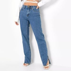 Petite High Waist Split Hem Jeans
